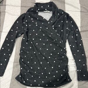 Hello MIZ Black and White Polka Dot Top